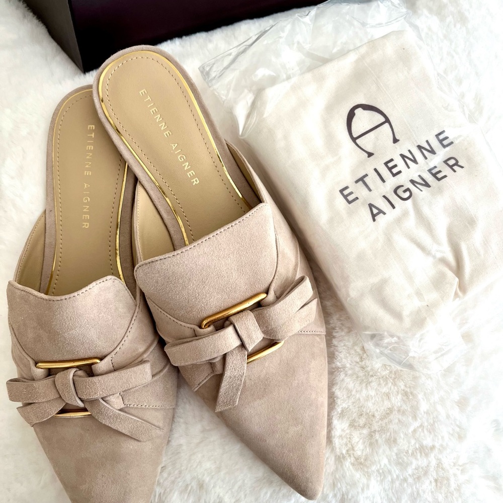 NEW IN BOX Etienne Aigner Alana Suede Slide Mule Shoes (Size 8)